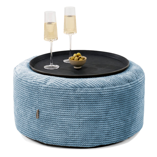 Sitzhocker mit Tablett - Pom-Pom Himmelblau 01
