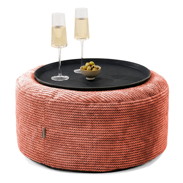 Sitzhocker mit Tablett - Pom-Pom Kürbisorange 01