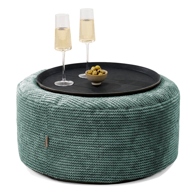 Sitzhocker mit Tablett - Pom-Pom Moosgrün 01
