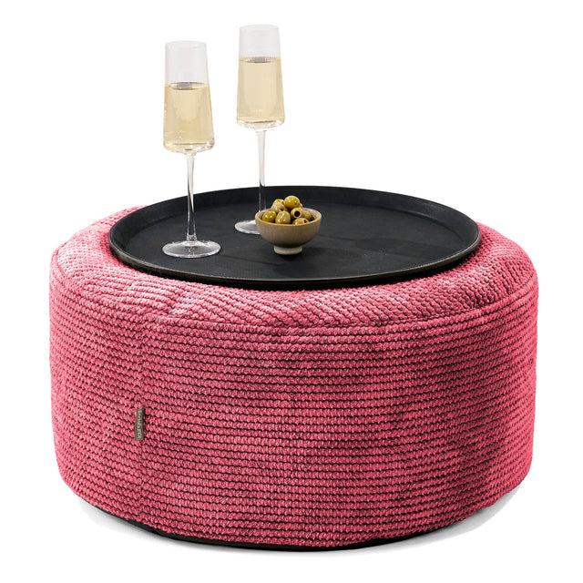 Sitzhocker mit Tablett - Pom-Pom Pastellrot 01