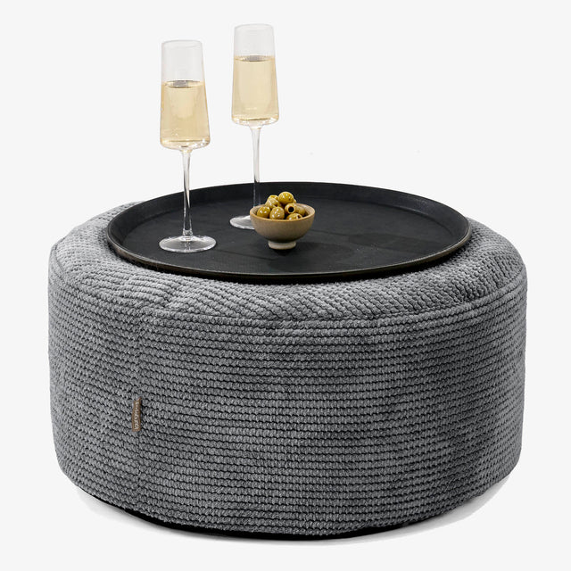 Sitzhocker mit Tablett - Pom-Pom Schwarz 01