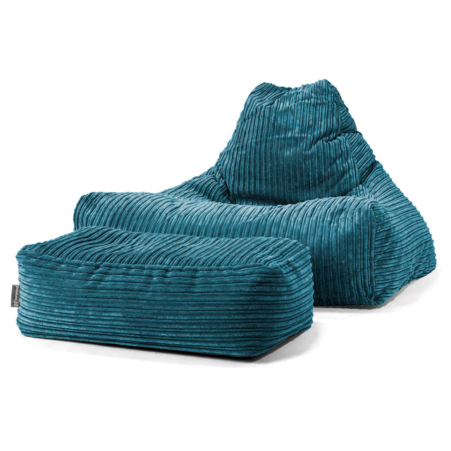 Sitzsack Lounge Sessel - Cord Blaugrün 02