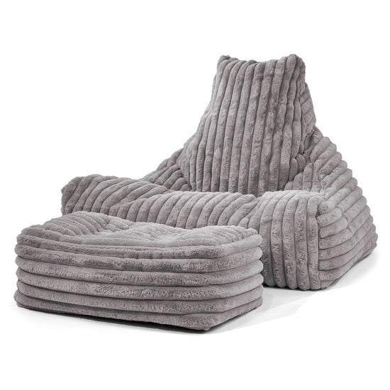Sitzsack Lounge Sessel - Ultra Plüsch Cord Grau 02