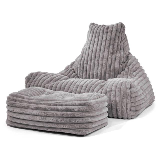 Sitzsack Lounge Sessel - Ultra Plüsch Cord Grau 02