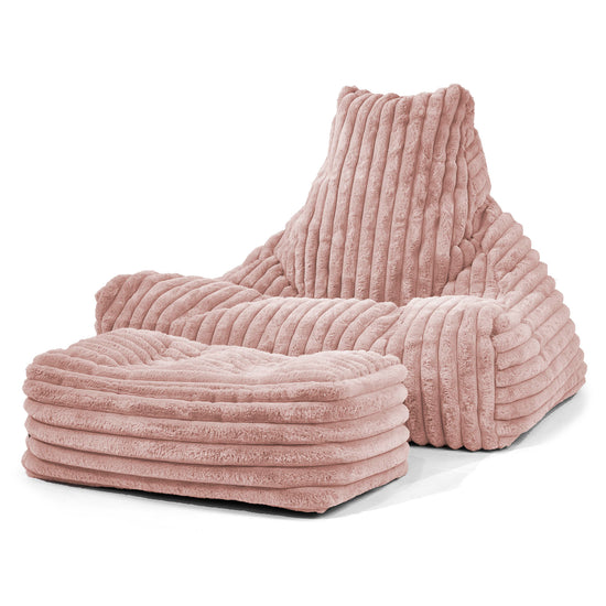 Sitzsack Lounge Sessel - Ultra Plüsch Cord Pastellrosa 02