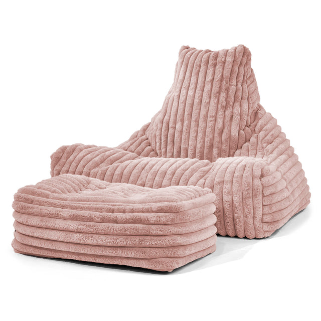 Sitzsack Lounge Sessel - Ultra Plüsch Cord Pastellrosa 02
