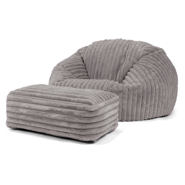 Sitzsack Sofa - Ultra Plüsch Cord Grau 02