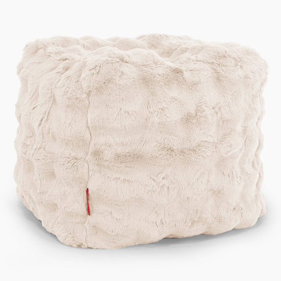 Würfel-Pouf- Hocker - Bubble Pelz Creme 01