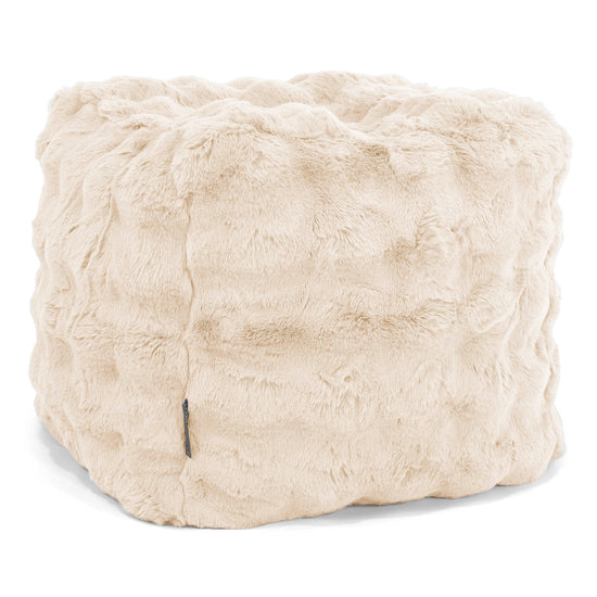 Würfel-Pouf- Hocker - Bubble Pelz Creme 01