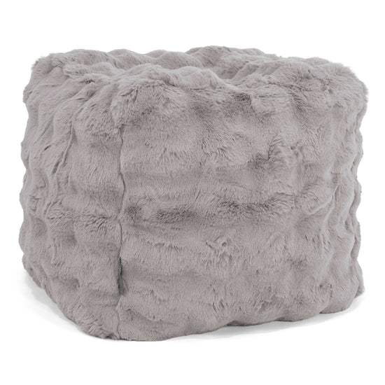 Würfel-Pouf- Hocker - Bubble Pelz Grau 01