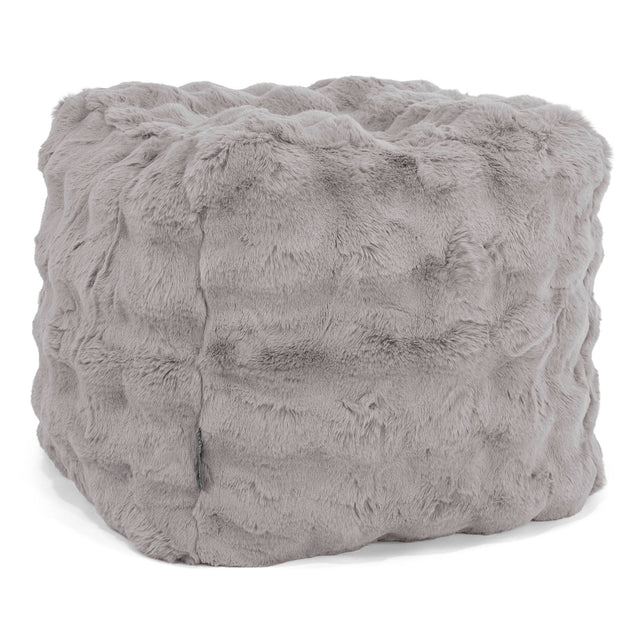 Würfel-Pouf- Hocker - Bubble Pelz Grau 01