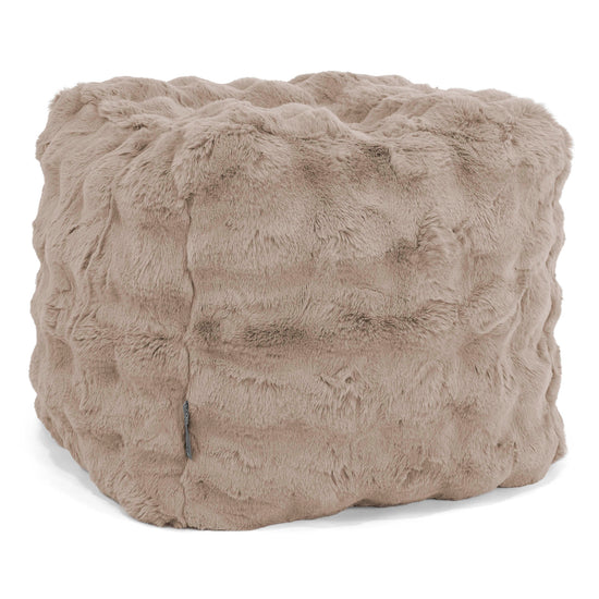 Würfel-Pouf- Hocker - Bubble Pelz Nerzfarben 01