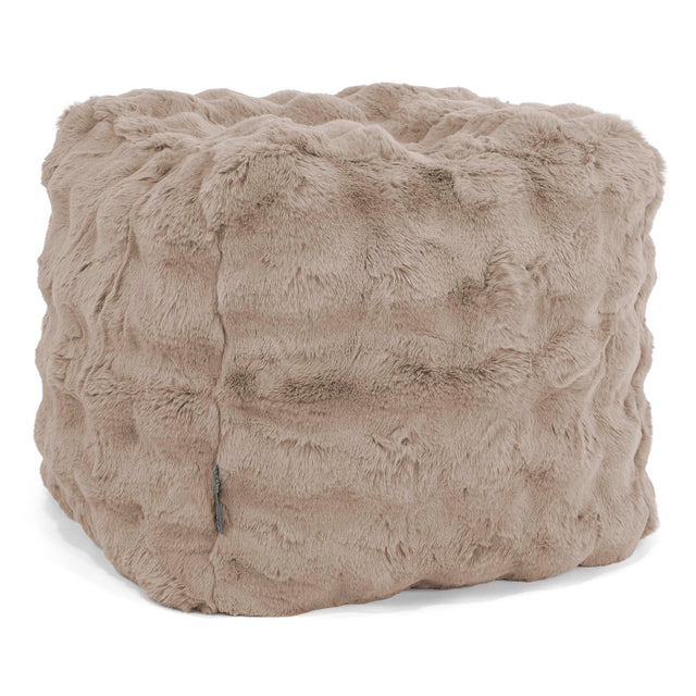Würfel-Pouf- Hocker - Bubble Pelz Nerzfarben 01