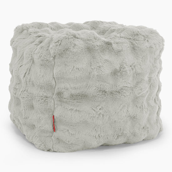 Würfel-Pouf- Hocker - Bubble Pelz Salbeigrün 01