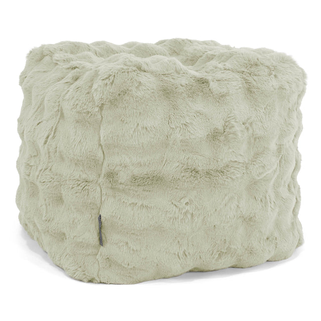 Würfel-Pouf- Hocker - Bubble Pelz Salbeigrün 01