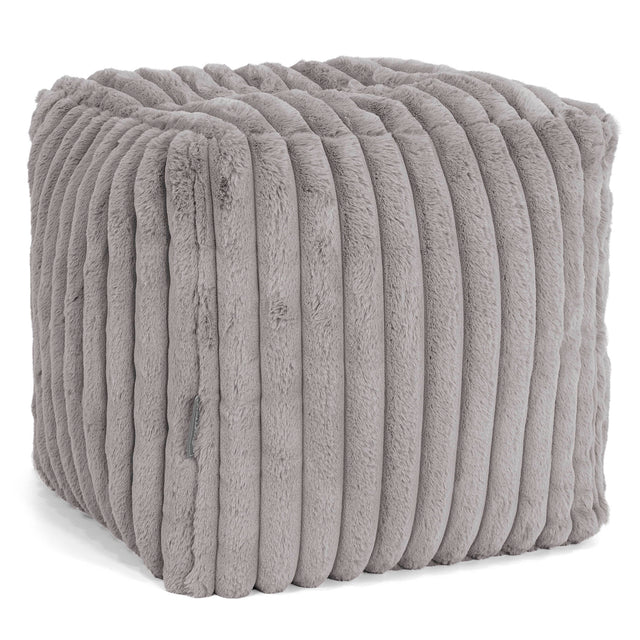 Würfel-Pouf- Hocker - Ultra Plüsch Cord Grau 01