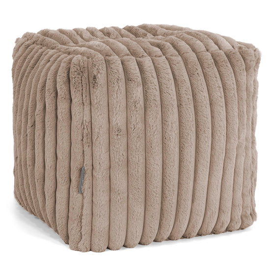 Würfel-Pouf- Hocker - Ultra Plüsch Cord Nerzfarben 01