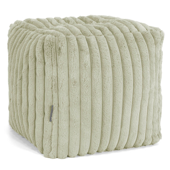 Würfel-Pouf- Hocker - Ultra Plüsch Cord Salbeigrün 01