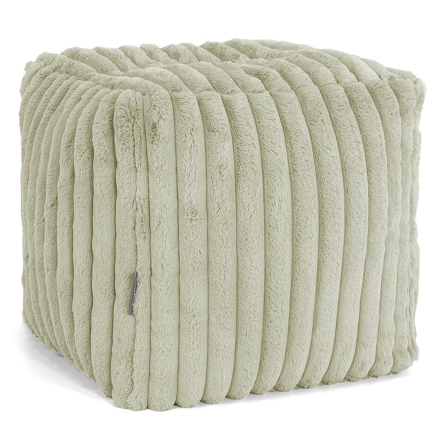 Würfel-Pouf- Hocker - Ultra Plüsch Cord Salbeigrün 01
