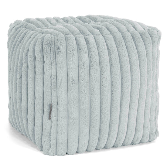Würfel-Pouf- Hocker - Ultra Plüsch Cord Taubenblau 01