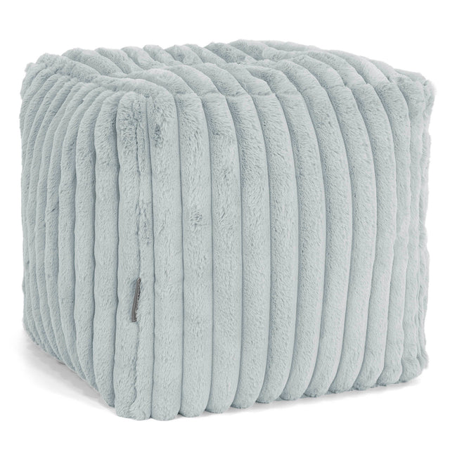 Würfel-Pouf- Hocker - Ultra Plüsch Cord Taubenblau 01