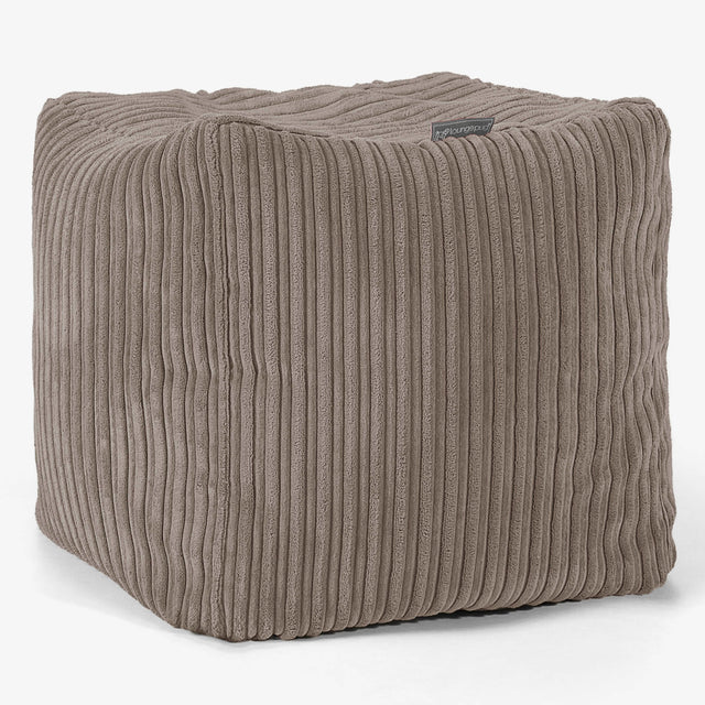 Würfel-Pouf- Hocker - Cord Beigegrau 01