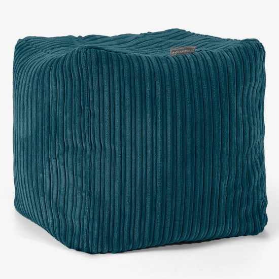 Würfel-Pouf- Hocker - Cord Blaugrün 01