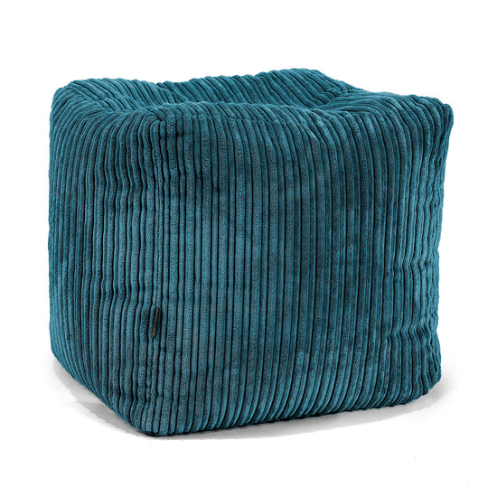 Würfel-Pouf- Hocker - Cord Blaugrün 01