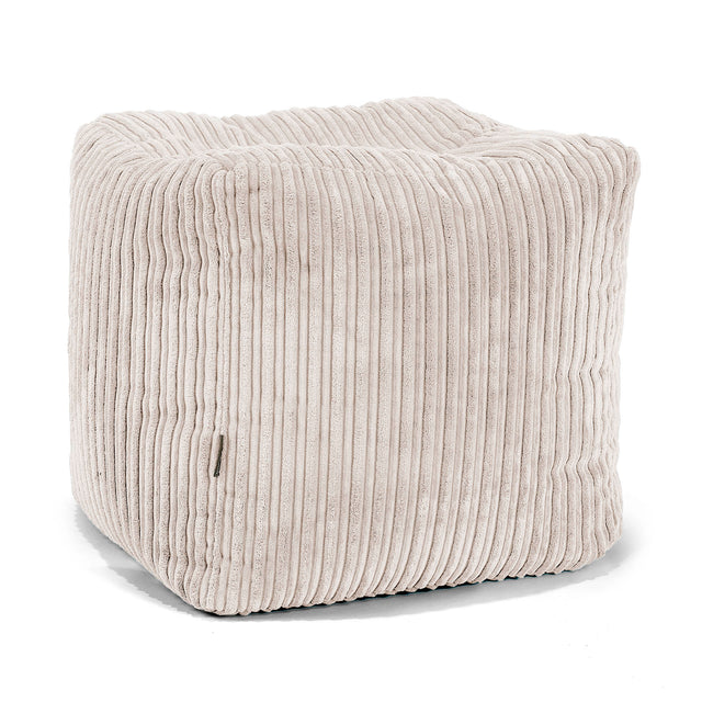 Würfel-Pouf- Hocker - Cord Elfenbein 01