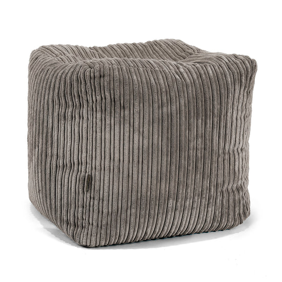 Würfel-Pouf- Hocker - Cord Graphitgrau 01
