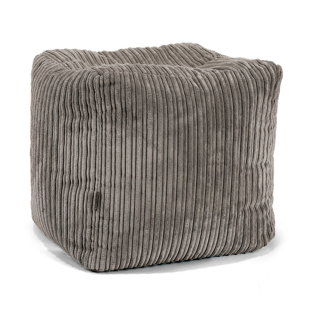 Würfel-Pouf- Hocker - Cord Graphitgrau 01