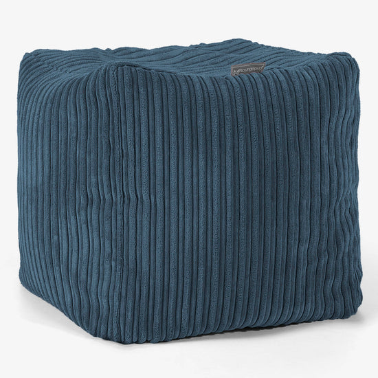Würfel-Pouf- Hocker - Cord Marineblau 01