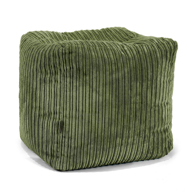 Würfel-Pouf- Hocker - Cord Nadelwaldgrün 01