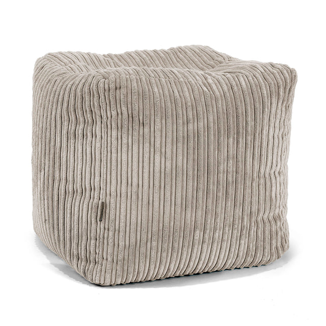 Würfel-Pouf- Hocker - Cord Nerzfarben 01