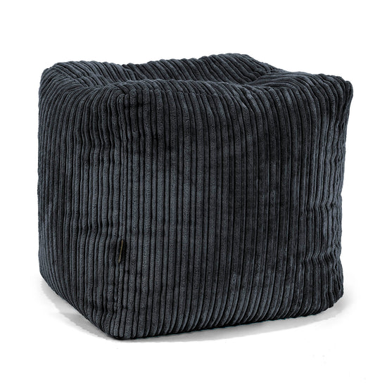 Würfel-Pouf- Hocker - Cord Schwarz 01