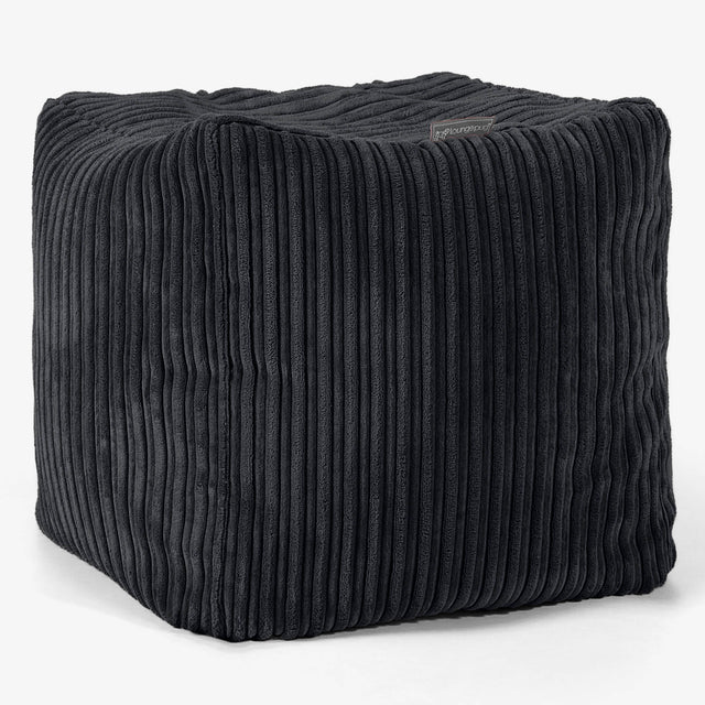 Würfel-Pouf- Hocker - Cord Schwarz 01