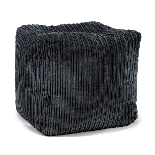 Würfel-Pouf- Hocker - Cord Schwarz 01