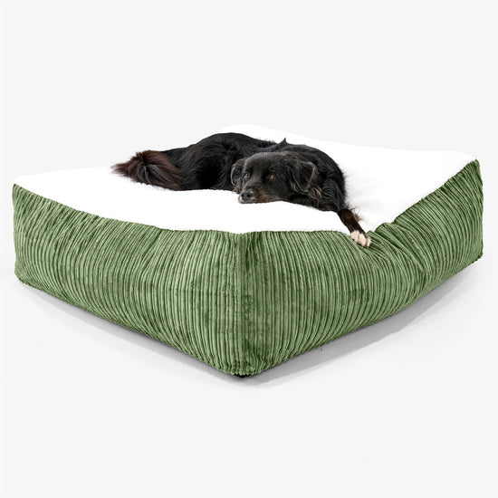 XXL Die Mega Matratze Hundebett - Sherpa & Cord Nadelwaldgrün 02