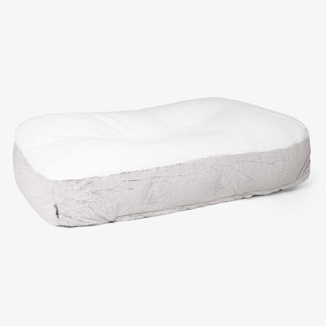 XXL Slouchy Hundebett - Kaninchen Kunstfell Hellgrau 01