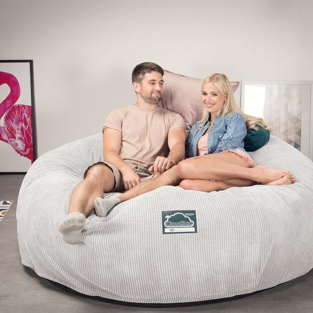 Lounge Pug, CloudSac 3000 XXL, Kingsize Memory, Schaum Sitzsacksofa, Schlafsofa, Pom-Pom Creme