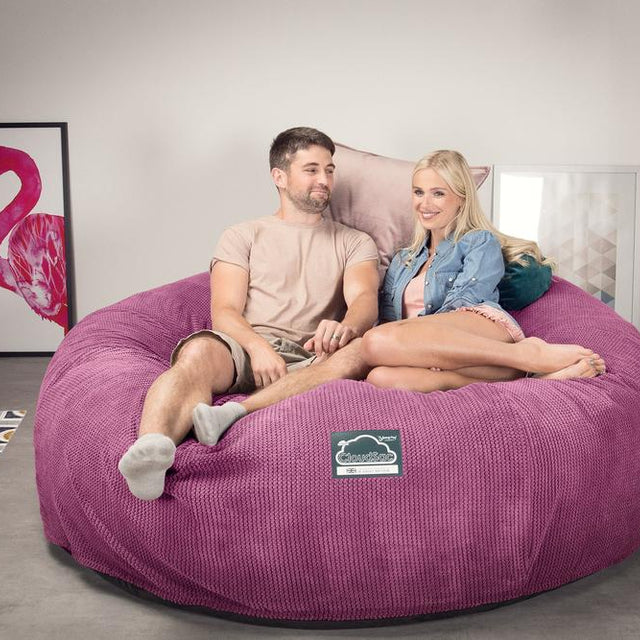 Lounge Pug, CloudSac 3000 XXL, Kingsize Memory, Schaum Sitzsacksofa, Schlafsofa, Pom-Pom Pink