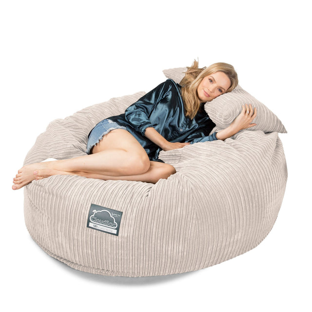 Lounge Pug, CloudSac 1010 XXL, Riesen Memory- Schaum XXL Sitzsacksofa, Schlafsofa, Cord Elfenbein
