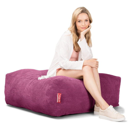 Lounge Pug, CloudSac 250, Memory-Schaum Ottomane Sitzbank Fußhocker, Sitzpouf, Pom-Pom Pink