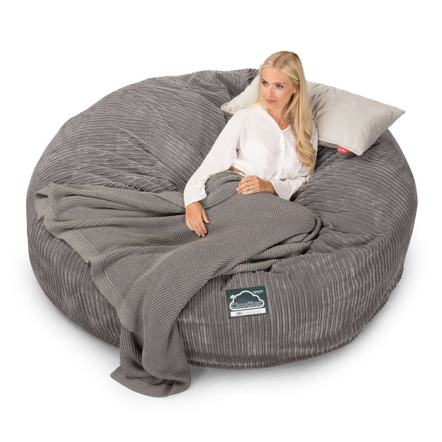 Lounge Pug, CloudSac 3000 XXL, Kingsize Memory, Schaum Sitzsacksofa, Schlafsofa, Cord Schiefergrau