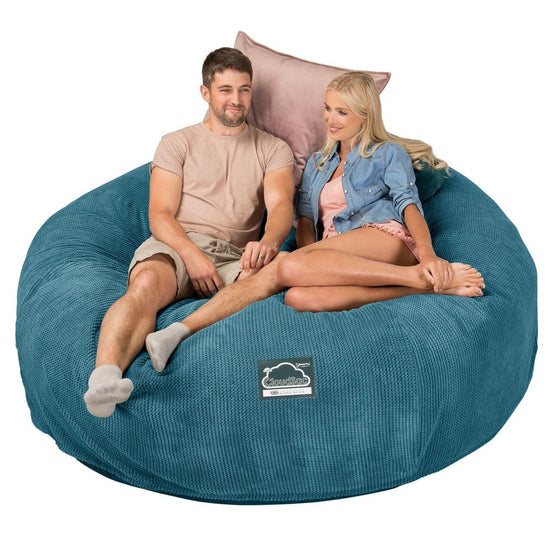 Lounge Pug, CloudSac 3000 XXL, Kingsize Memory, Schaum Sitzsacksofa, Schlafsofa, Pom-Pom Türkis