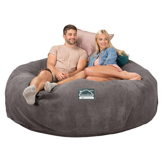 Lounge Pug, CloudSac 3000 XXL, Kingsize Memory, Schaum Sitzsacksofa, Schlafsofa, Pom-Pom Anthrazit