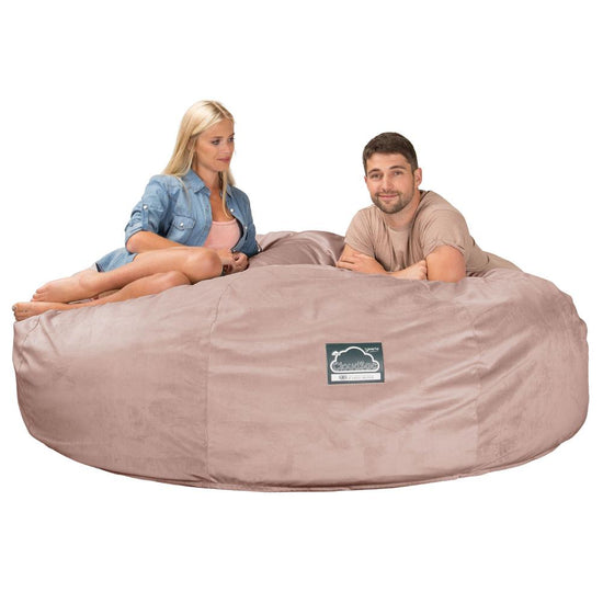 Lounge Pug, CloudSac 3000 XXL, Kingsize Memory, Schaum Sitzsacksofa, Schlafsofa, Samt Pink