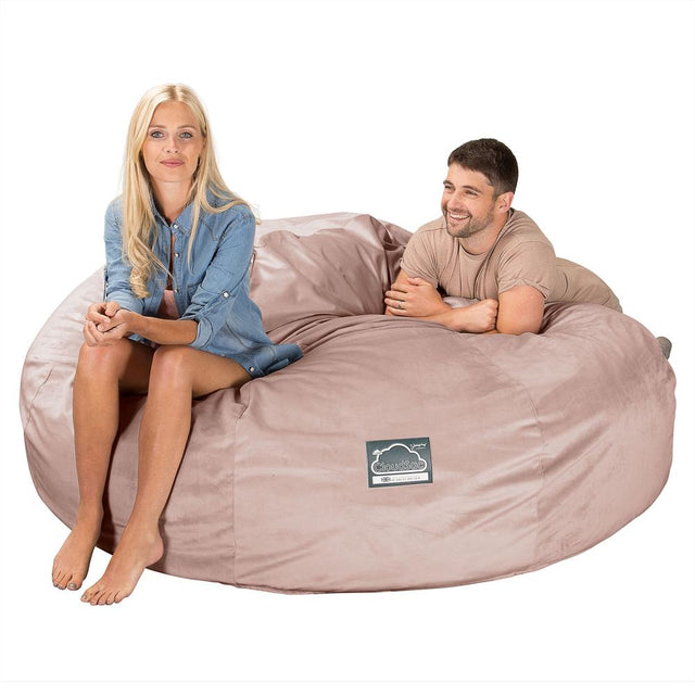 Lounge Pug, CloudSac 3000 XXL, Kingsize Memory, Schaum Sitzsacksofa, Schlafsofa, Samt Pink