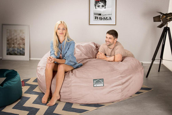 Lounge Pug, CloudSac 3000 XXL, Kingsize Memory, Schaum Sitzsacksofa, Schlafsofa, Samt Pink