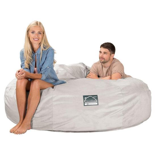 Lounge Pug, CloudSac 3000 XXL, Kingsize Memory, Schaum Sitzsacksofa, Schlafsofa, Samt Silber